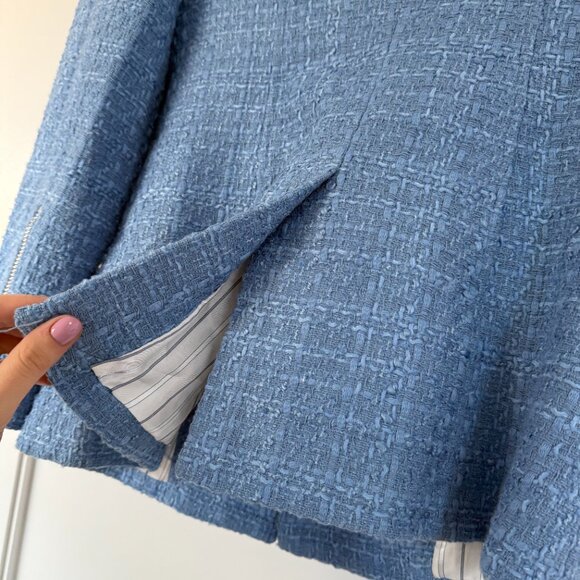 NWT Veronica Beard Agni Dickey Jacket In Skylight Tweed 2-way Zip Pockets Sz 4 - Picture 10 of 10